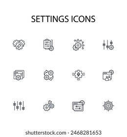 Settings icon set.vector.Editable stroke.linear style sign for use web design,logo.Symbol illustration.