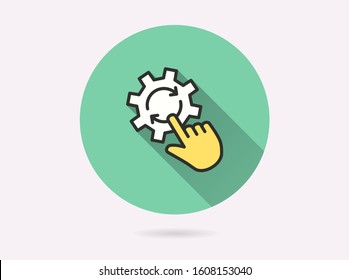 Settings icon. Simple illustration with long shadow isolated for graphic and web design.