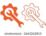 settings icon symbol vector.  black gear with six cogs and a circular hole in the center. wrench gear mechanics icon sign vector .Service, repair and tool icons set eps 10