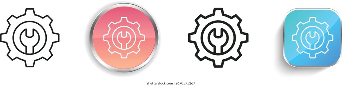 settings icon. Thin Linear, Regular and Button Style Design Isolated On White Background