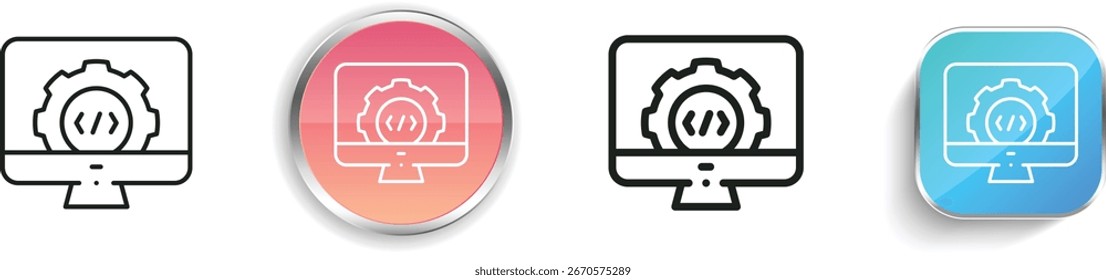 settings icon. Thin Linear, Regular and Button Style Design Isolated On White Background