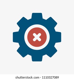 Settings icon, Tools and utensils icon with cancel sign. Settings icon and close, delete, remove symbol. Vector illustration