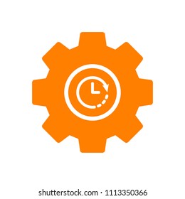 Settings icon, Tools and utensils icon with clock sign. Settings icon and countdown, deadline, schedule, planning symbol. Vector illustration