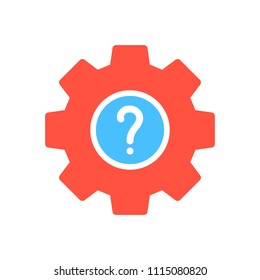 Settings icon, Tools and utensils icon with question mark. Settings icon and help, how to, info, query symbol. Vector illustration
