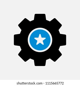 Settings icon, Tools and utensils icon with star sign. Settings icon and best, favorite, rating symbol. Vector illustration
