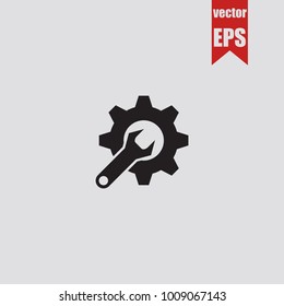 Settings icon in trendy isolated on grey background.Vector illustration.