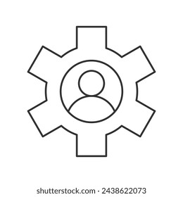 Icono de configuración, usuario, configuración sobre fondo blanco