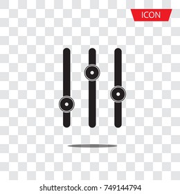 Settings icon vector, adjustment music line isolated on transparent background.