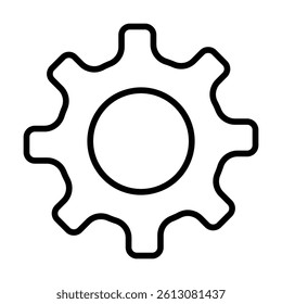 settings icon vector for any purposes, Simple Gear Icon Mechanical Cogwheel Symbol in Minimal Line Style