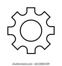 settings icon vector for any purposes, Simple Gear Icon Mechanical Cogwheel Symbol in Minimal Line Style