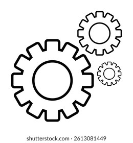 settings icon vector for any purposes, Simple Gear Icon Mechanical Cogwheel Symbol in Minimal Line Style