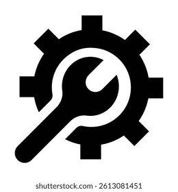 settings icon vector for any purposes, Simple Gear Icon Mechanical Cogwheel Symbol in Minimal Line Style