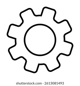 settings icon vector for any purposes, Simple Gear Icon Mechanical Cogwheel Symbol in Minimal Line Style