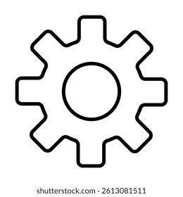 settings icon vector for any purposes, Simple Gear Icon Mechanical Cogwheel Symbol in Minimal Line Style
