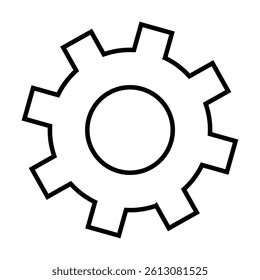 settings icon vector for any purposes, Simple Gear Icon Mechanical Cogwheel Symbol in Minimal Line Style