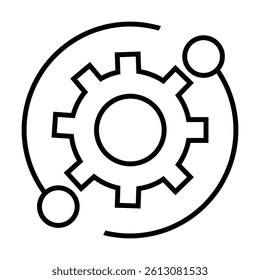 settings icon vector for any purposes, Simple Gear Icon Mechanical Cogwheel Symbol in Minimal Line Style