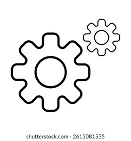 settings icon vector for any purposes, Simple Gear Icon Mechanical Cogwheel Symbol in Minimal Line Style