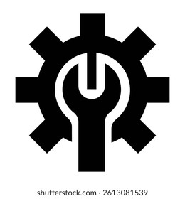 settings icon vector for any purposes, Simple Gear Icon Mechanical Cogwheel Symbol in Minimal Line Style