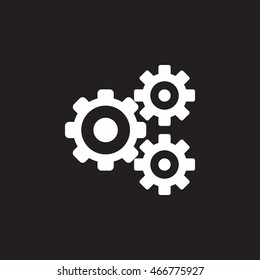 Settings icon vector, gears solid logo illustration, cog wheels pictogram isolated on black