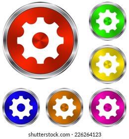 Settings icon - vector glossy colourful buttons
