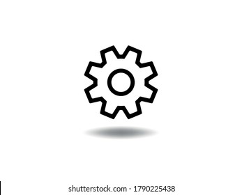 Settings Icon Vector illustration. Gear symbol. Maintenance sign, emblem isolated on white background with shadow, Flat style for graphic and web design, logo. EPS10 black pictogram.