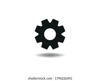 Settings Icon Vector illustration. Gear symbol. Maintenance sign, emblem isolated on white background with shadow, Flat style for graphic and web design, logo. EPS10 black pictogram.
