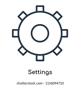 Settings icon vector isolated on white background. thin symbols or lined elements in outline style