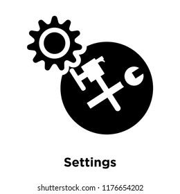 Settings icon vector isolated on white background, logo concept of Settings sign on transparent background, filled black symbol