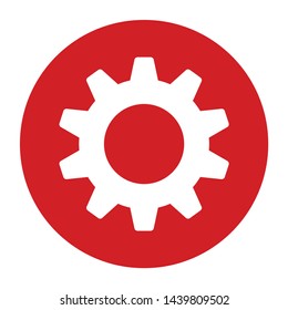 Settings icon vector isolated on flat red round button illustration