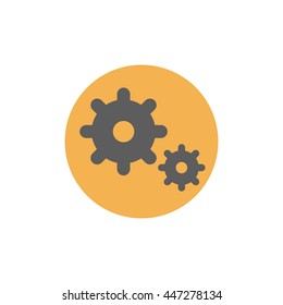 Settings icon vector on the orange background. Vector illustration