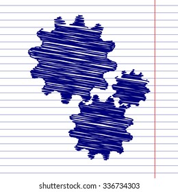 Settings icon vector with pen effect 