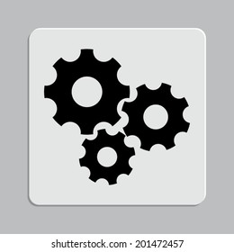 Settings icon vetor on a grey flat button