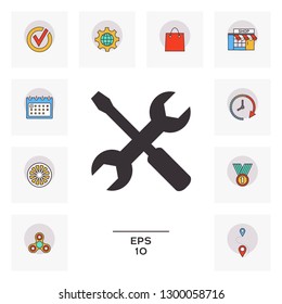 Settings icon - wrench and screwdriver. Graphic elements for your design