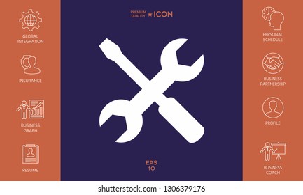 Settings icon - wrench and screwdriver. Graphic elements for your design