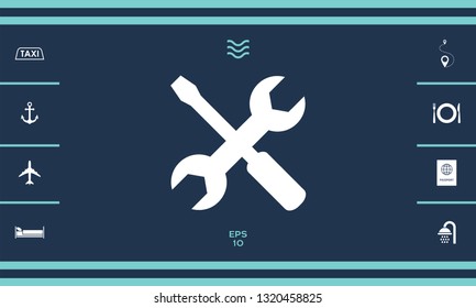 Settings icon - wrench and screwdriver. Graphic elements for your design