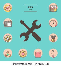 Settings icon - wrench and screwdriver. Graphic elements for your design