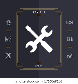 Settings icon - wrench and screwdriver. Graphic elements for your design
