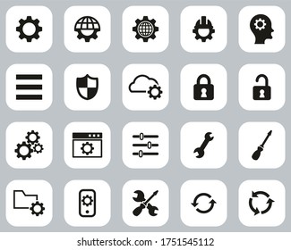 Settings Icons Black & White Flat Design Set Big