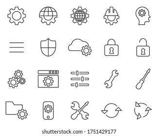 Settings Icons Black & White Thin Line Set Big