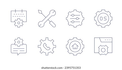 Settings icons. Editable stroke. Containing event, message, settings, setting, operating system.