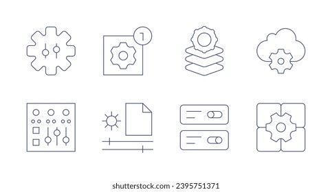 Settings icons. Editable stroke. Containing control, control panel, settings, cloud, app settings.