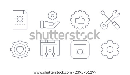 Settings icons. Editable stroke. Containing settings, setting, recommendation.