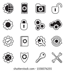 Settings Icons. Line With Fill Design. Vector Illustration.
