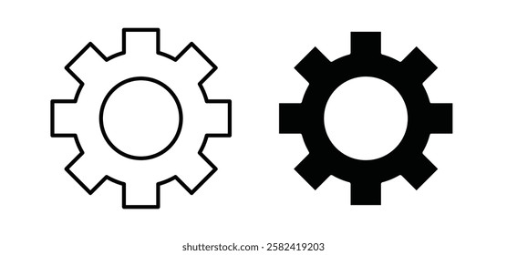 Settings icons pack vectors in black flat and strokes
