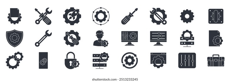 settings icons set, Included icons as Advanced setting, Screwdriver, Privacy setting, Gear and more symbols collection, logo isolated vector illustration