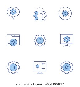 Settings icons set. Line Duotone style, editable stroke. settings, setting, data transfer, disruption.