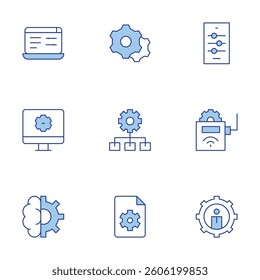 Settings icons set. Line Duotone style, editable stroke. fuel, phone, settings, setting.