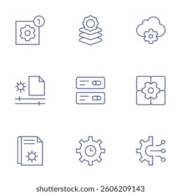 Settings icons set. Thin Line style, editable stroke. settings, cloud, app settings.