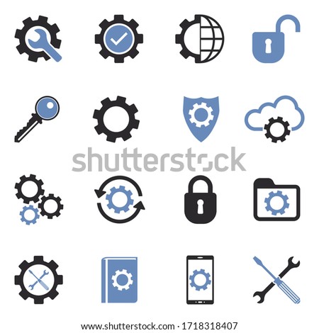 Settings Icons. Two Tone Flat Design. Vector Illustration.