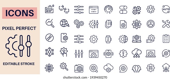 Settings Icons vector design outline 